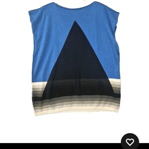 Tanaka × Issey Miyake Wool Blend Pyramid Knit Oversize Top Blue Black Geometric